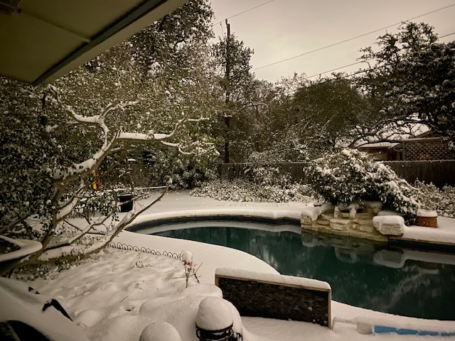 Early morning snowfall in San Antonio